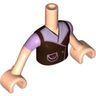 Visuel indicatif Rebrickable de Torse de mini-poupée Fille avec chemise marron foncé, revers de lavande, motif imprimé poche, bras et mains de nougat clair (Minidoll Torso Girl with Dark Brown Shirt, Lavender Lapels, Pocket Print, Light Nougat Arms And Hands)