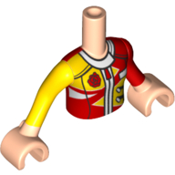 Visuel indicatif Rebrickable de Torse de mini-poupée Fille avec costume de course, fermeture à glissière, rose, poches, nougat clair bras et mains (Minidoll Torso Girl with Race Suit, Zipper, Rose, Pockets, Light Nougat Arms And Hands)