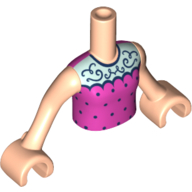 Visuel indicatif Rebrickable de Torse de mini-poupée Fille avec chemise rose foncé, points bleus, vert d’eau haut, motif imprimé de tourbillons bleus, bras et mains de nougat clair (Minidoll Torso Girl with Dark Pink Shirt, Blue Dots, Aqua Top, Blue Swirls Print, Light Nougat Arms And Hands)