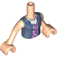 Visuel indicatif Rebrickable de Torse de mini-poupée Fille avec veste bleu sable, haut lavande avec oiseaux, collier et pendule (Minidoll Torso Girl with Sand Blue Jacket, Lavender Top with Birds, Necklace and Pendulum)