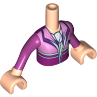 Visuel indicatif Rebrickable de Torse de mini-poupée Fille avec le gilet rose et rose foncé, chemise blanche avec le noeud, les bras et les mains nougat clair (Minidoll Torso Girl with Pink and Dark Pink Vest, White Shirt with Knot, Light Nougat Arms And Hands)