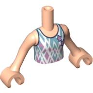 Visuel indicatif Rebrickable de Torse de mini-poupée Fille avec la lavande réfléchissante / costume de gymnastique turquoise foncé, motif imprimé étoiles, bras et mains de nougat clair (Minidoll Torso Girl with Reflective Lavender/Dark Turquoise Gymnastic Suit, Stars Print, Light Nougat Arms And Hands)