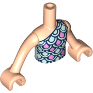 Visuel indicatif Rebrickable de Torse de mini-poupée Fille avec motif imprimé de maillot de bain à l'échelle, bras et mains de nougat clair (Minidoll Torso Girl with Scaled Swimming Suit Print, Light Nougat Arms And Hands)