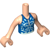 Visuel indicatif Rebrickable de Torse de mini-poupée Fille avec chemise bleue avec motif imprimé vert d’eau Patterns, bras et mains de nougat clair (Minidoll Torso Girl with Blue Shirt with Aqua Patterns Print, Light Nougat Arms And Hands)