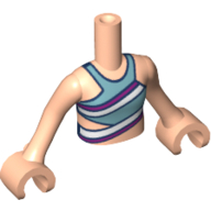 Visuel indicatif Rebrickable de Torse de mini-poupée Fille avec Magenta, bleu sable, blanc haut motif imprimé, Nougat clair bras et mains (Minidoll Torso Girl with Magenta, Sand Blue, White Top Print, Light Nougat Arms And Hands)