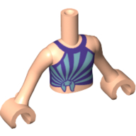 Visuel indicatif Rebrickable de Mini-poupée torse fille avec moyen bleu/violet foncé haut avec noeud motif imprimé, nougat clair bras et mains (Minidoll Torso Girl with Medium Blue/Dark Purple Top with Knot Print, Light Nougat Arms And Hands)