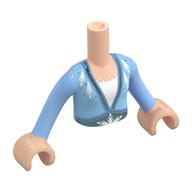 Visuel indicatif Rebrickable de Torse de mini-poupée Fille avec robe bleu moyen, bord Azur foncé, motif imprimé chemise blanche, bras et mains de nougat clair (Minidoll Torso Girl with Medium Blue Dress, Dark Azure Trim, White Shirt Print, Light Nougat Arms And Hands)
