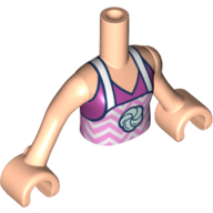 Visuel indicatif Rebrickable de Torse de mini-poupée Fille avec tablier blanc/lavande, haut magenta, garniture bleu foncé, bras et mains de nougat clair (Minidoll Torso Girl with White/Lavender Apron, Magenta Top, Dark Blue Trim, Light Nougat Arms And Hands)