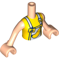 Visuel indicatif Rebrickable de Torse de mini-poupée Fille avec tablier blanc, garniture jaune, chemise jaune, motif imprimé banane, bras et mains de nougat clair (Minidoll Torso Girl with White Apron, Yellow Trim, Yellow Shirt, Banana Print, Light Nougat Arms And Hands)