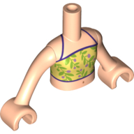 Visuel indicatif Rebrickable de Torse de mini-poupée Fille avec le dessus jaune clair lumineux, la garniture violet foncé, les vignes vertes, les baies de lavande, bras et mains nougat clair (Minidoll Torso Girl with Bright Light Yellow Top, Dark Purple Trim, Green Vines, Lavender Berries, Light Nougat Arms and Hands)