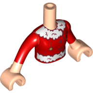 Visuel indicatif Rebrickable de Torse de mini-poupée Fille avec fourrure blanche, manteau de Noël rouge, bras et mains de nougat clair (Minidoll Torso Girl with White Fur, Red Christmas Coat, Light Nougat Arms And Hands)