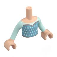 Visuel indicatif Rebrickable de Torse de mini-poupée Fille avec des bras vert d’eau lumière, robe bleu moyen avec décorations blanches et doublure en argent avec des mains de nougat clair (Minidoll Torso Girl with Light Aqua Arms, Medium Blue Dress with White Decorations and silver lining with Light Nougat Hands)