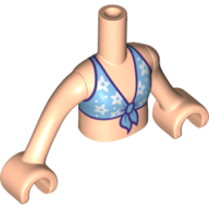 Visuel indicatif Rebrickable de Mini-poupée torse fille avec bikini moyen azur, motif imprimé garniture violet foncé avec mains nougat clair (Minidoll Torso Girl with Medium Azure Bikini, Dark Purple Trim Print with Light Nougat Hands)