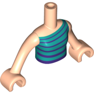 Visuel indicatif Rebrickable de Mini-poupée torse fille avec turquoise foncé / violet foncé haut imprimé avec des mains de nougat clair (Minidoll Torso Girl with Dark Turquoise/Dark Purple Top Print with Light Nougat Hands)