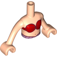 Visuel indicatif Rebrickable de Torse de mini-poupée Fille avec motif imprimé Coquillages rouges avec Nougat clair Mains (Minidoll Torso Girl with Red Shells Print with Light Nougat Hands)