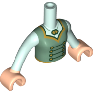 Torse de mini-poupée Fille avec la tunique verte de sable, bras vert d’eau clair, mains nougat clair (Minidoll Torso Girl with Sand Green Tunic, Light Aqua Arms, Light Nougat Hands)