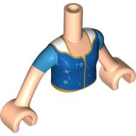 Visuel indicatif Rebrickable de Torse de mini-poupée Fille avec la robe bleue foncée, garniture d'or, bras et mains nougat clair (Minidoll Torso Girl with Dark Blue Dress, Gold Trim, Light Nougat Arms and Hands)