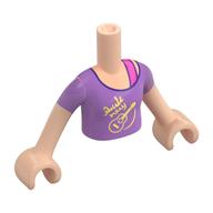 Visuel indicatif Rebrickable de Mini-poupée torse fille avec chemise de lavande, bracelet rose foncé motif imprimé, bras et mains nougat clair (Minidoll Torso Girl with Lavender Shirt, Dark Pink Strap Print, Light Nougat Arms and Hands)