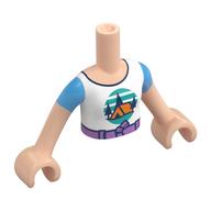 Visuel indicatif Rebrickable de Torse de mini-poupée Fille avec ceinture de lavande moyenne, tente orange, arbres bleu foncé, ciel turquoise foncé, motif imprimé au sol, bras et mains nougat clair (Minidoll Torso Girl with Medium Lavender Belt, Orange Tent, Dark Blue Trees, Dark Turquoise Sky, Ground Print, Light Nougat Arms and Hands)
