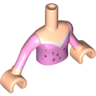 Visuel indicatif Rebrickable de Torse de mini-poupée Fille avec le dessus rose vif avec des étoiles magenta et le motif imprimé de manches roses avec des bras et des mains de nougat clair (Minidoll Torso Girl with Bright Pink Top with Magenta Stars and Pink Sleeves Print with Light Nougat Arms and Hands)