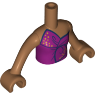 Torse de mini-poupée Fille avec haut magenta Tied dans l'arc, bras et mains nougat moyen (Minidoll Torso Girl with Magenta Top Tied in Bow, Medium Nougat Arms and Hands)