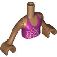 Visuel indicatif Rebrickable de Torse de mini-poupée Fille avec haut magenta avec motif imprimé floral, bras et mains nougat moyen (Minidoll Torso Girl with Magenta Top with Floral Print, Medium Nougat Arms and Hands)