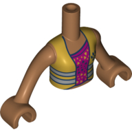 Visuel indicatif Rebrickable de Torse de mini-poupée Fille avec haut magenta, veste dorée, bras et mains nougat moyen (Minidoll Torso Girl with Magenta Top, Gold Jacket, Medium Nougat Arms and Hands)