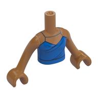 Visuel indicatif Rebrickable de Torse de mini-poupée Fille avec robe bleue, garniture bleu foncé, motif imprimé de sangles argentées, bras et mains nougat moyen (Minidoll Torso Girl with Blue Dress, Dark Blue Trim, Silver Straps Print, Medium Nougat Arms and Hands)