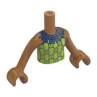 Visuel indicatif Rebrickable de Torse de mini-poupée Fille avec des bras de nougat moyen et mains avec robe de vert citron, décorations en argent, motif imprimé collier (Minidoll Torso Girl with Medium Nougat Arms and Hands with Lime Dress, Silver Decorations, Necklace Print)