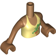 Visuel indicatif Rebrickable de Fille de torse mini-poupée avec licol jaune clair lumineux avec motif imprimé de fleurs orange, bras et mains nougat moyen (Minidoll Torso Girl with Bright Light Yellow Halter Top with Orange Flower Print, Medium Nougat Arms and Hands)