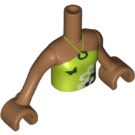 Visuel indicatif Rebrickable de Torse de mini-poupée fille avec licol licou haut de cou avec des notes de musique et papillon motif imprimé, bras et mains nougat moyen (Minidoll Torso Girl with Lime Halter Neck Top with Musical Notes and Butterfly Print, Medium Nougat Arms and Hands)