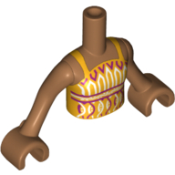 Visuel indicatif Rebrickable de Mini-poupée torse fille avec licol orange clair lumineux avec motif imprimé rouge et blanc, bras et mains nougat moyen (Minidoll Torso Girl with Bright Light Orange Halter Top with Red and White Print, Medium Nougat Arms and Hands)