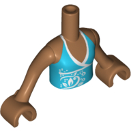 Visuel indicatif Rebrickable de Torse de mini-poupée Fille avec le dessus d'azur moyen avec la garniture blanche, bras et mains nougat moyen (Minidoll Torso Girl with Medium Azure Top with White Trim, Medium Nougat Arms and Hands)