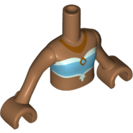 Visuel indicatif Rebrickable de Mini-poupée torse fille avec moyen azur et lumière vert d’eau tube haut avec collier en or motif imprimé, bras et mains nougat moyen (Minidoll Torso Girl with Medium Azure and Light Aqua Tube Top with Gold Necklace Print, Medium Nougat Arms and Hands)