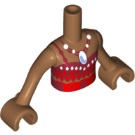 Visuel indicatif Rebrickable de Torse de mini-poupée Fille avec sombre rouge Halter haut avec 1 sangle et Accents blancs, collier, ceinture motif imprimé, bras et mains nougat moyen (Minidoll Torso Girl with Dark Red Halter Top with 1 Strap and White Accents, Necklace, Belt Print, Medium Nougat Arms and Hands)