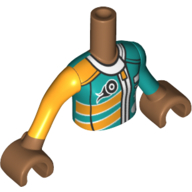Visuel indicatif Rebrickable de Torse de mini-poupée Fille avec costume de course, fermetures à glissière, pneu motif imprimé, bras et mains nougat moyen (Minidoll Torso Girl with Race Suit, Zippers, Tyre Print, Medium Nougat Arms and Hands)