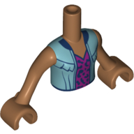 Visuel indicatif Rebrickable de Torse de mini-poupée Fille avec veste bleu moyen, chemise rose foncé avec motif imprimé de points bleus, bras et mains nougat moyen (Minidoll Torso Girl with Medium Blue Jacket, Dark Pink Shirt with Blue Dots Print, Medium Nougat Arms and Hands)