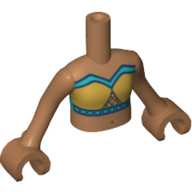 Visuel indicatif Rebrickable de Mini-poupée torse fille avec perle d'or, bikini bleu moyen motif imprimé, bras et mains nougat moyen (Minidoll Torso Girl with Pearl Gold, Medium Azure Bikini Print, Medium Nougat Arms and Hands)