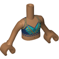 Visuel indicatif Rebrickable de Torse de mini-poupée Fille avec bikini violet / azur, motif imprimé sangles jaunes, bras et mains nougat moyen (Minidoll Torso Girl with Purple / Azure Bikini, Yellow Straps Print, Medium Nougat Arms and Hands)