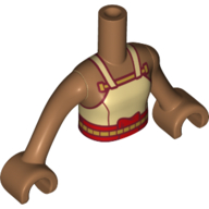 Visuel indicatif Rebrickable de Torse de mini-poupée Fille avec le dessus de beige, garniture rouge, bras et mains nougat moyen (Minidoll Torso Girl with Tan Top, Red Trim, Medium Nougat Arms and Hands)