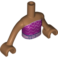 Visuel indicatif Rebrickable de Torse de mini-poupée Fille avec dessus rose foncé, décorations roses vives, motif imprimé ceinture, bras et mains nougat moyen (Minidoll Torso Girl with Dark Pink Top, Bright Pink Decorations, Belt Print, Medium Nougat Arms and Hands)