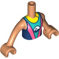 Visuel indicatif Rebrickable de Mini-poupée torse fille avec turquoise foncé/corail/bleu foncé/jaune chemise motif imprimé, bras et mains nougat (Minidoll Torso Girl with Dark Turquoise/Coral/Dark Blue/Yellow Shirt Print, Nougat Arms and Hands)