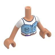 Torse de mini-poupée Fille avec dessus bleu clair lumineux, poches, motif imprimé chemise blanche, bras et mains nougat (Minidoll Torso Girl with Bright Light Blue Top, Pockets, White Shirt Print, Nougat Arms and Hands)