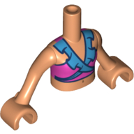 Visuel indicatif Rebrickable de Torse de mini-poupée Fille avec bikini rose foncé / maillot de bain avec motif imprimé col bleu moyen, bras et mains nougat (Minidoll Torso Girl with Dark Pink Bikini / Bathing Suit with Medium Blue Collar Print, Nougat Arms and Hands)