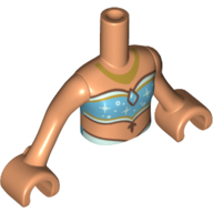 Visuel indicatif Rebrickable de Torse de mini-poupée Fille avec le dessus bleu moyen, or Collier motif imprimé, bras et mains nougat (Minidoll Torso Girl with Medium Blue Top, Gold Necklace Print, Nougat Arms and Hands)