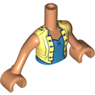 Visuel indicatif Rebrickable de Torse de mini-poupée Fille avec veste jaune vif, chemise Azur moyenne, motif imprimé bleu foncé bordure, bras et mains nougat (Minidoll Torso Girl with Bright Yellow Jacket, Medium Azure Shirt, Dark Blue Trim Print, Nougat Arms and Hands)