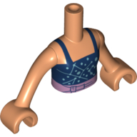 Visuel indicatif Rebrickable de Torse de mini-poupée Fille avec le dessus bleu foncé, ceinture de lavande, bras et mains nougat (Minidoll Torso Girl with Dark Blue Top, Lavender Belt, Nougat Arms and Hands)