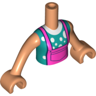 Visuel indicatif Rebrickable de Mini-poupée torse fille avec ensemble rose foncé, haut turquoise foncé, bras et mains nougat (Minidoll Torso Girl with Dark Pink Overall, Dark Turquoise Top, Nougat Arms and Hands)