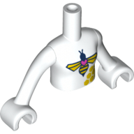Visuel indicatif Rebrickable de Torse de mini-poupée Fille avec motif imprimé abeille, bras et mains blancs (Minidoll Torso Girl with Bee Print, White Arms and Hands)