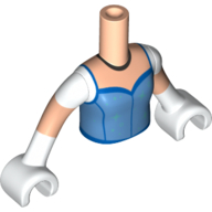 Visuel indicatif Rebrickable de Torse de mini-poupée Fille avec robe bleue moyenne, garniture bleue, bras de nougat clair, mains blanches (Minidoll Torso Girl with Medium Blue Dress, Blue Trim, Light Nougat arms, White Hands)